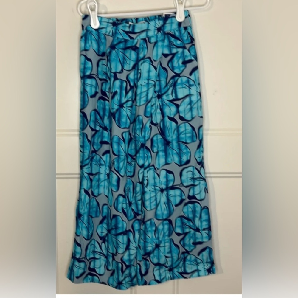Blue Floral Print Girls' Pants